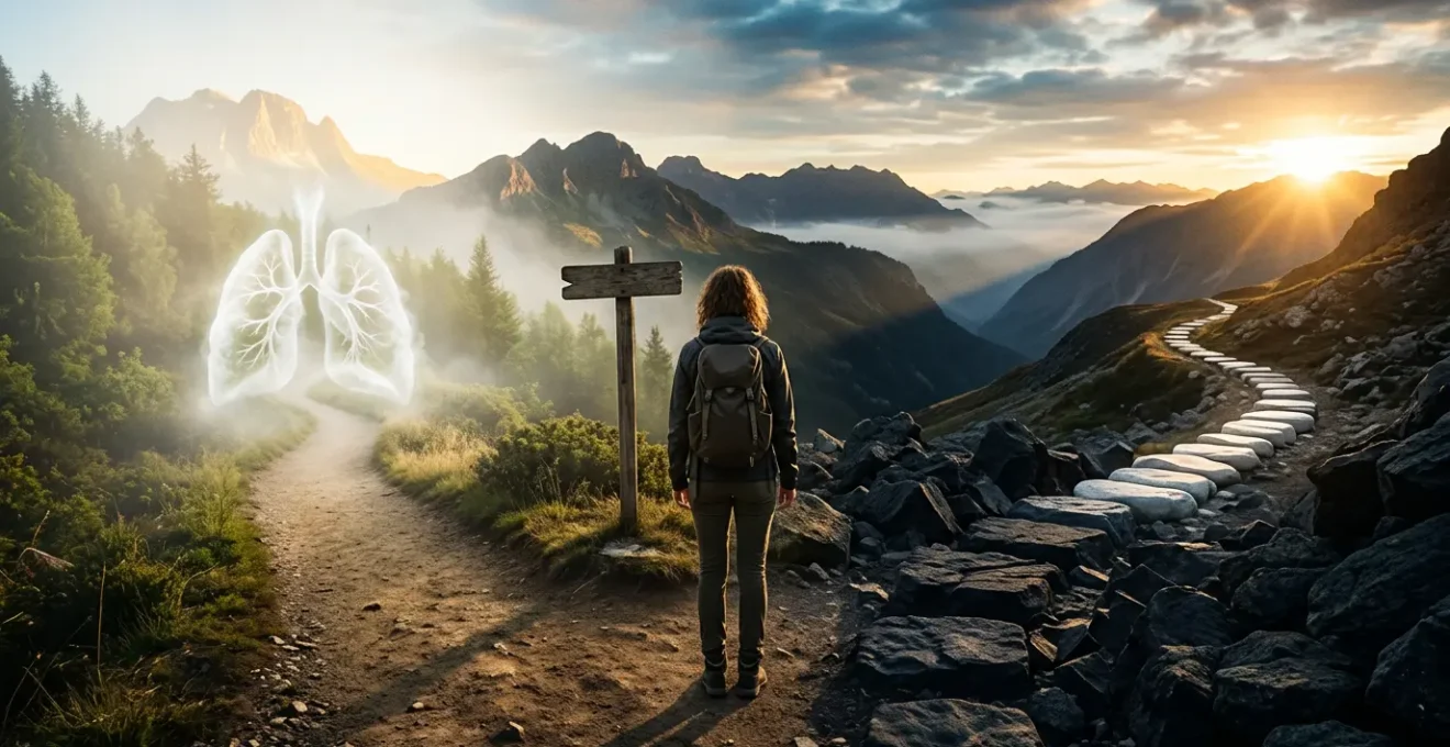 Scène symbolique représentant le choix entre arrêt brutal et progressif du tabac avec éléments visuels contrastés