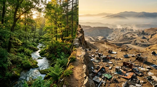 Comparaison visuelle de l'impact environnemental entre cigarette électronique et tabac traditionnel