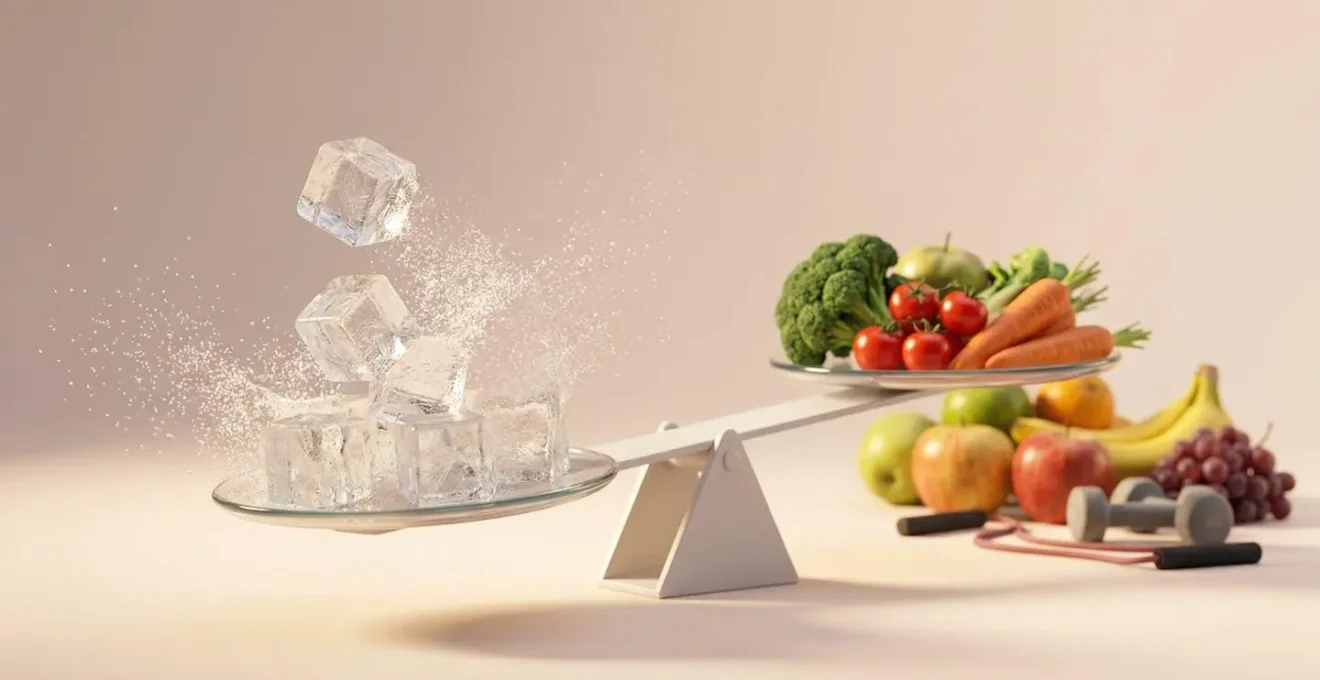 Représentation symbolique de la régulation du glucose sanguin avec balance métabolique