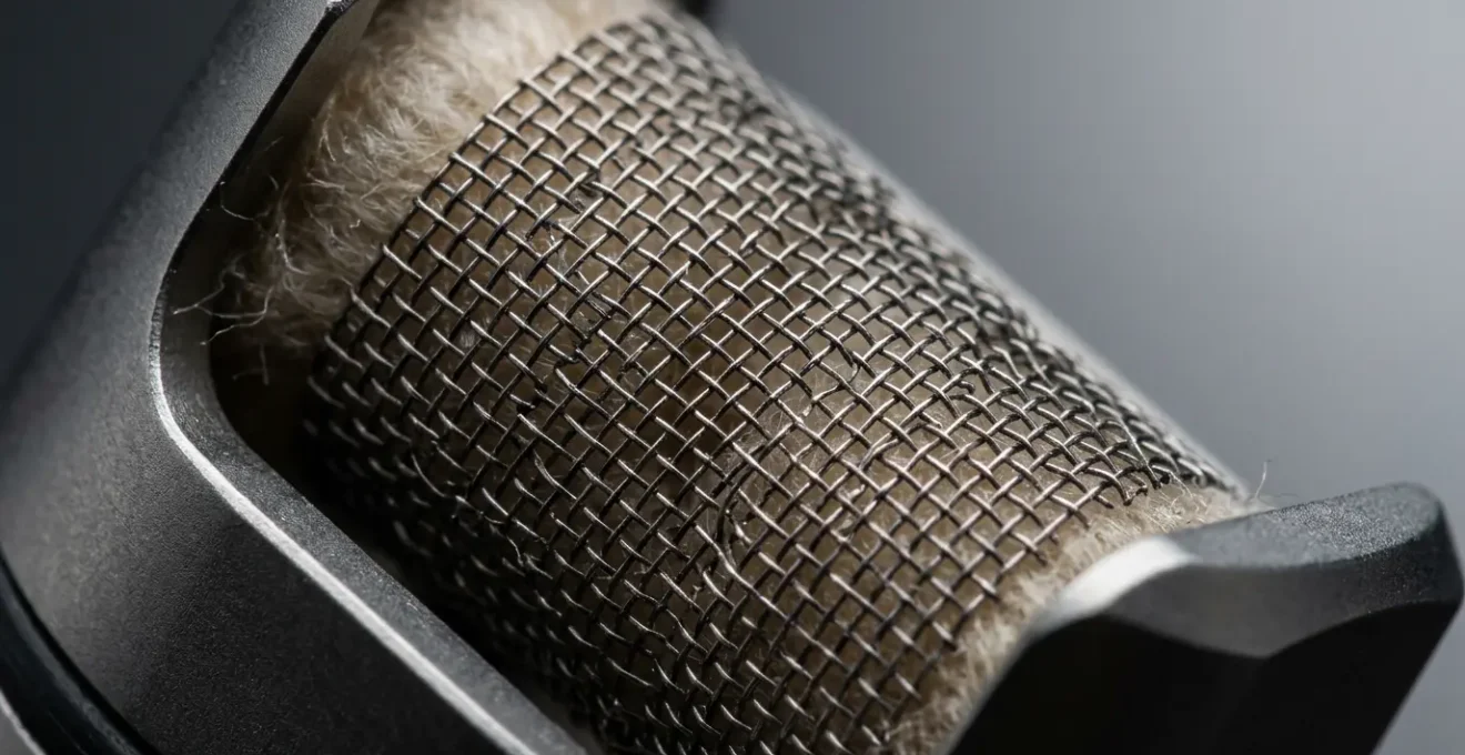 Gros plan sur une résistance mesh moderne pour cigarette électronique montrant sa structure métallique tissée