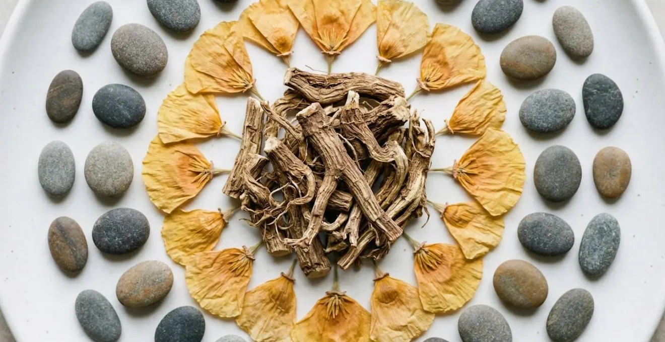 Vue macro de plantes médicinales et outils de relaxation pour accompagner le sevrage aux opioïdes